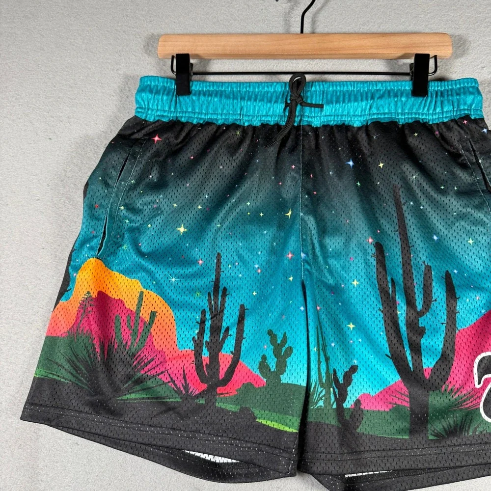 Section 7 Mens Desert Landscape Mesh Basketball Shorts Teal Black Medium‎ 32x6